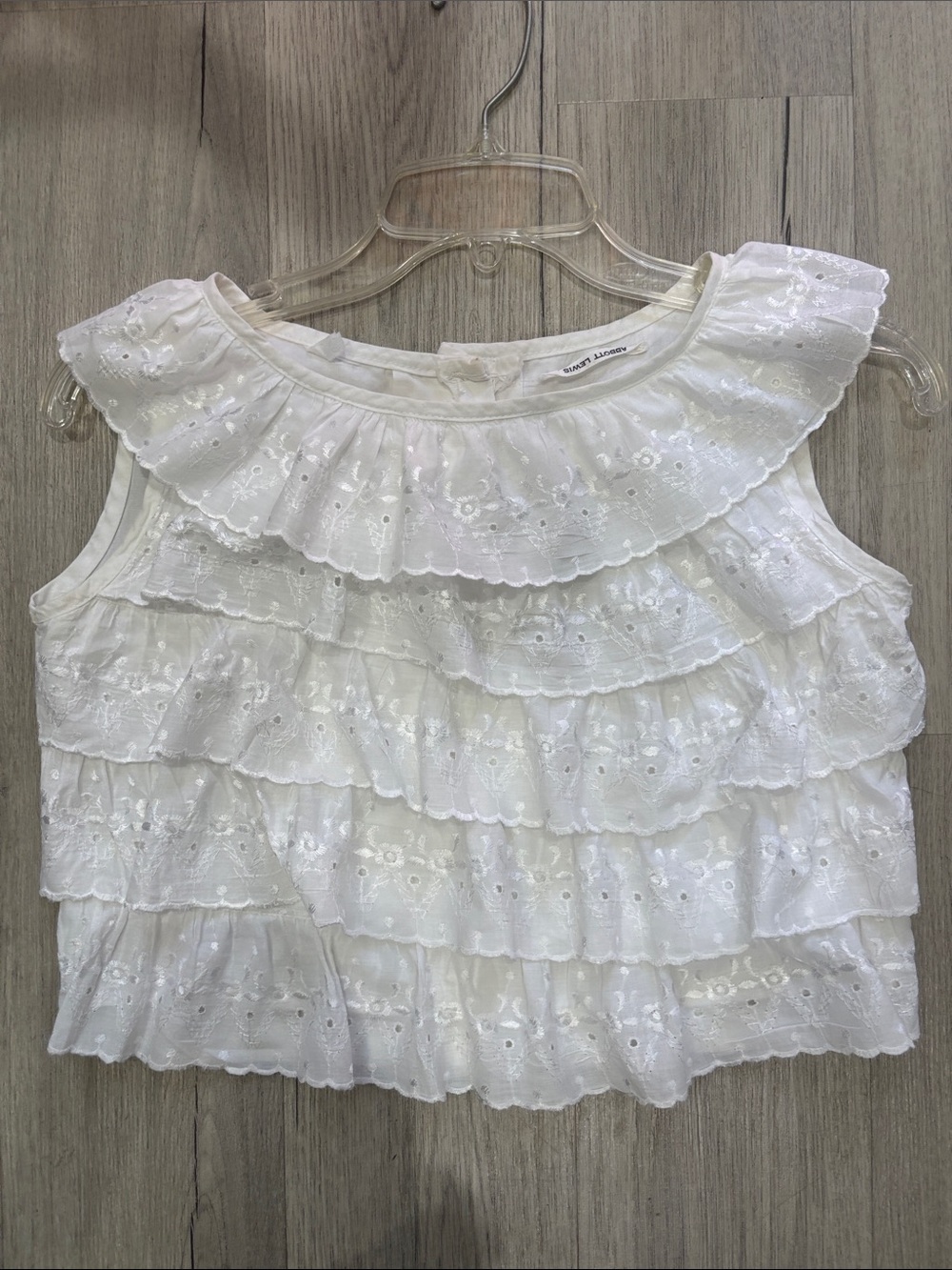 Abbott Lewis White Ruffled Lace Eyelet Camisole  cotton.